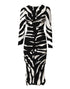 Dolce & Gabbana Black White Zebra Viscose Sheath Midi Dress