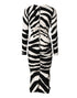 Dolce & Gabbana Black White Zebra Viscose Sheath Midi Dress