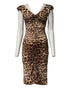 Dolce & Gabbana Brown Leopard Sleeveless Sheath Midi Dress