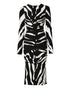 Dolce & Gabbana Black White Zebra Viscose Sheath Midi Dress