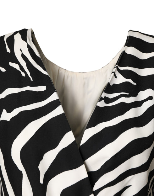 Dolce & Gabbana Black White Zebra Silk Sheath Mini Dress