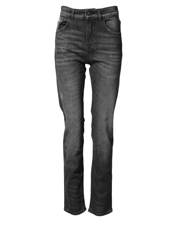 Dolce & Gabbana Gray High Waist Cotton Skinny Denim Jeans