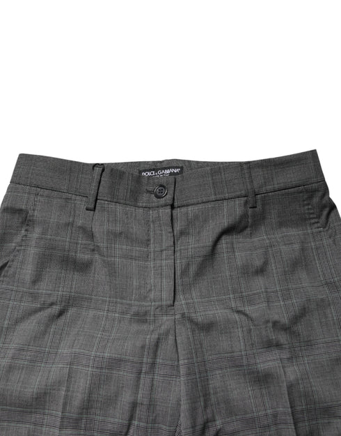 Dolce & Gabbana Dark Gray Check Tartan VirginWool Dress Pants