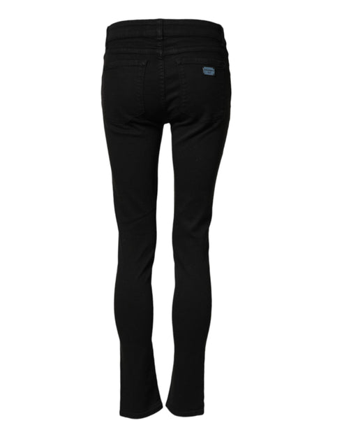 Dolce & Gabbana Black Cotton Skinny Mid Waist Denim Jeans