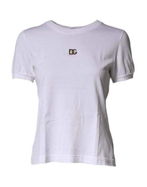 Dolce & Gabbana White DG Logo Crew Neck Short Sleeves T-shirt