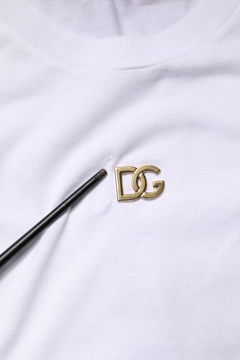 Dolce & Gabbana White DG Logo Crew Neck Short Sleeves T-shirt