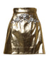 Dolce & Gabbana Gold Acetate Crystal High Waist Mini Skirt