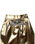 Dolce & Gabbana Gold Acetate Crystal High Waist Mini Skirt