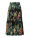 Dolce & Gabbana Black Cotton Floral High Waist Midi Skirt