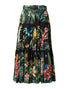 Dolce & Gabbana Black Cotton Floral High Waist Midi Skirt
