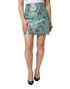 Dolce & Gabbana Blue Floral Brocade High Waist Mini Skirt