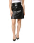 Dolce & Gabbana Black Leather Pencil Cut HighWaist Mini Skirt