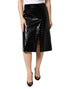Dolce & Gabbana Black Croc Faux-Leather Mid Waist Midi Skirt