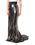 Dolce & Gabbana Metallic Gray Sequin High Waist Mermaid Skirt