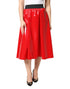 Dolce & Gabbana Glossy Red Polyester High Waist Midi Skirt