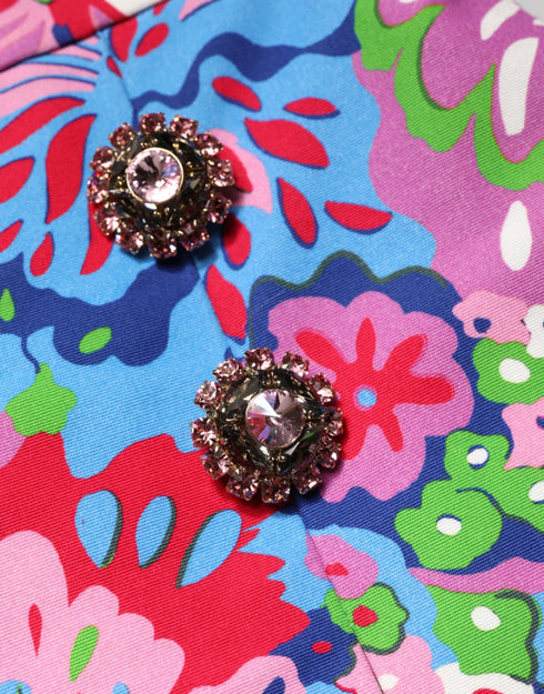 Dolce & Gabbana Multicolor Floral Buttoned High Waist Mini Shorts