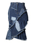 Dolce & Gabbana Blue Patchwork Layered Denim Midi Skirt