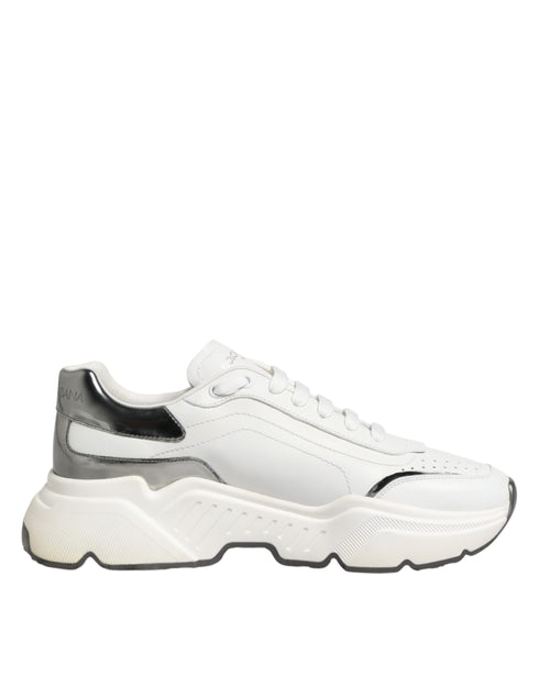 Dolce & Gabbana White Silver Daymaster Low Top Sneakers Shoes
