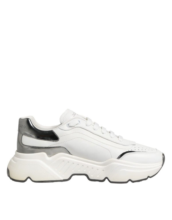 Dolce & Gabbana White Silver Daymaster Low Top Sneakers Shoes