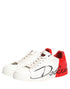 Dolce & Gabbana White Red Portofino Low Top Men Sneakers Shoes