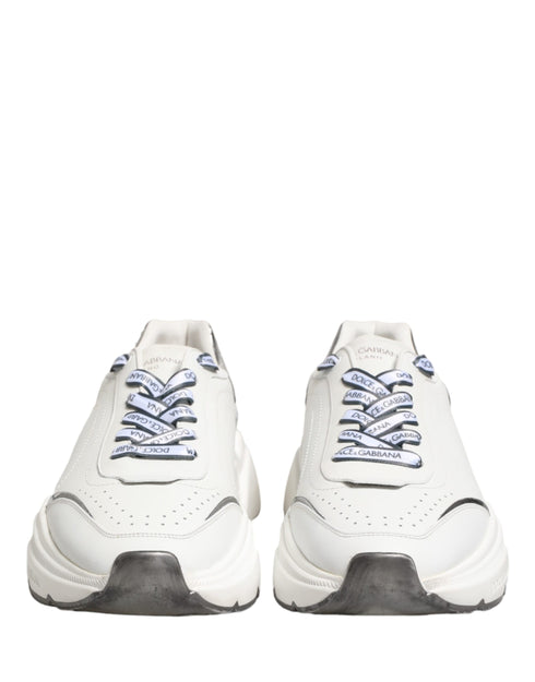 Dolce & Gabbana White Silver Daymaster Low Top Sneakers Shoes
