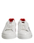 Dolce & Gabbana White Red Portofino Low Top Men Sneakers Shoes
