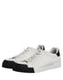Dolce & Gabbana Black White Leather Low Top Sneakers Shoes
