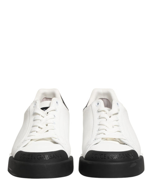 Dolce & Gabbana Black White Leather Low Top Sneakers Shoes