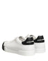 Dolce & Gabbana Black White Leather Low Top Sneakers Shoes