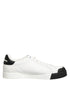 Dolce & Gabbana Black White Leather Low Top Sneakers Shoes