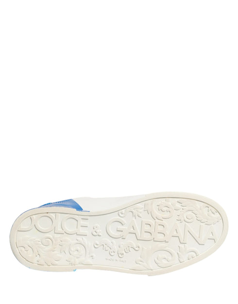 Dolce & Gabbana White Blue Portofino Low Top Sneakers Shoes