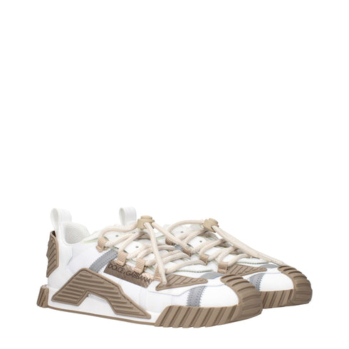 Dolce & Gabbana White Fabric Athletic Sneakers