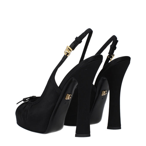Dolce & Gabbana Black Satin High Heel Pumps