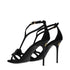 Balmain Black Leather Stiletto Heel Sandals