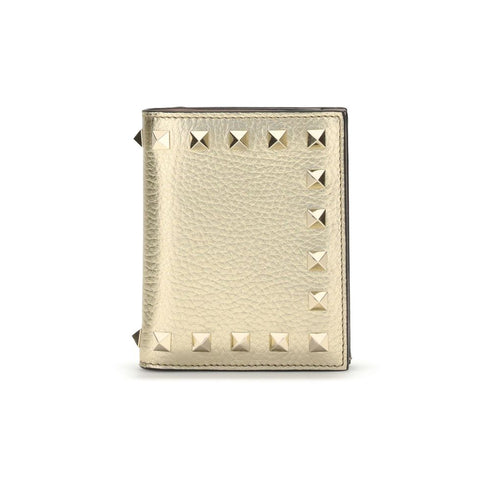 Valentino Garavani Gold Calf Leather Bos Taurus Wallet