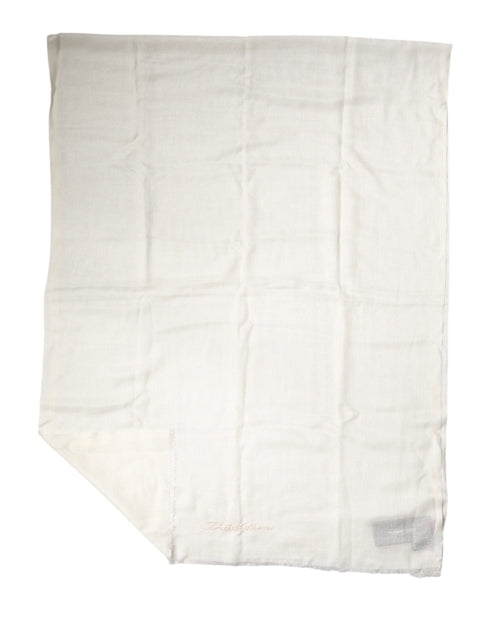 Dolce & Gabbana White Cashmere Knit Neck Wrap Shawl Scarf
