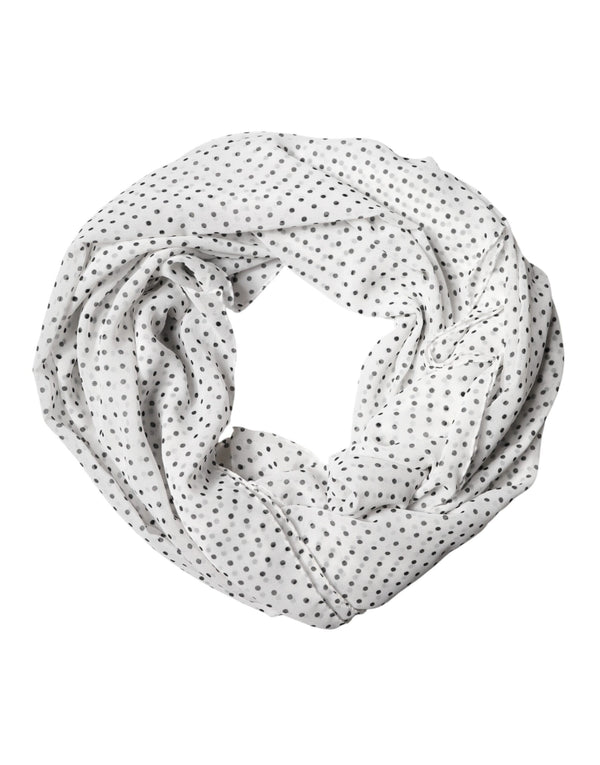 Dolce & Gabbana White Polka Dot Polyester Shawl Scarf