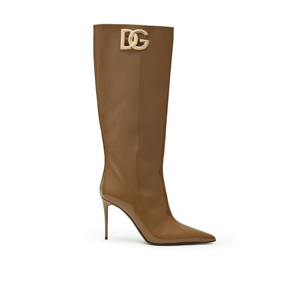 Dolce & Gabbana Brown Leather High Heel Boots