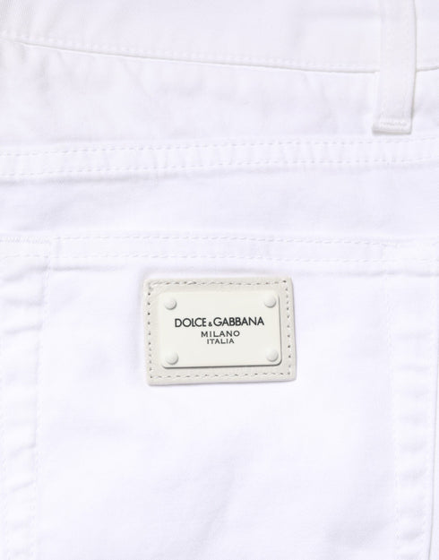Dolce & Gabbana White Cotton Stretch Skinny Denim Men Jeans