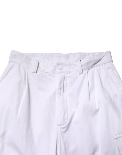 Dolce & Gabbana White Cotton Men Cargo Denim Trouser Jeans