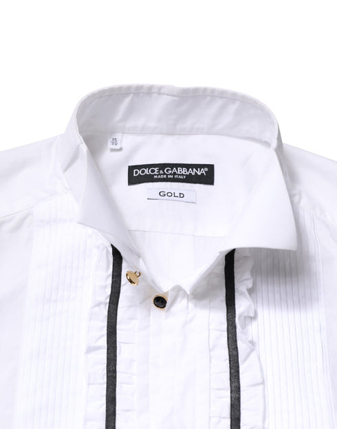 Dolce & Gabbana White GOLD Long Sleeves Formal Dress Shirt