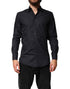 Dolce & Gabbana Black Cotton Long Sleeves Dress Formal Shirt