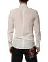 Dolce & Gabbana Off White Silk Men GOLD Dress Formal Shirt