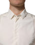 Dolce & Gabbana Off White Silk Men GOLD Dress Formal Shirt