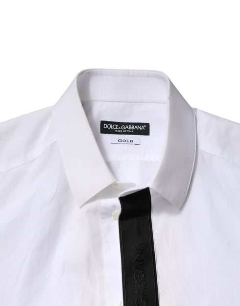 Dolce & Gabbana White Cotton GOLD Collared Dress Formal Shirt