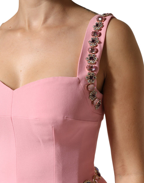 Dolce & Gabbana Pink Embellished Sheath Mermaid Gown Dress