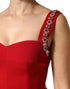 Dolce & Gabbana Red Crystals Sheath Mermaid Long Gown Dress