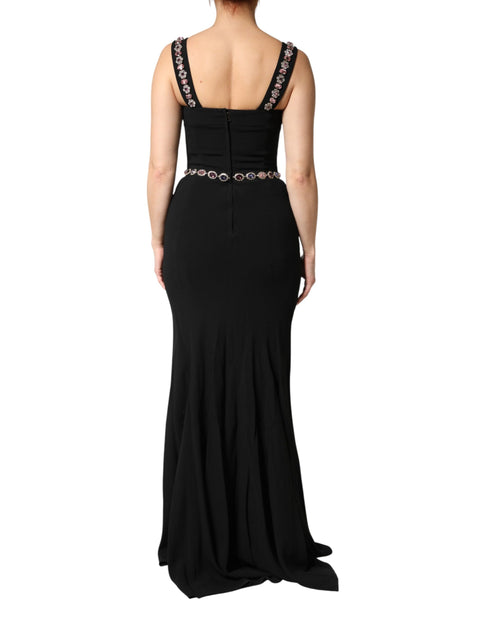 Dolce & Gabbana Black Embellished Sheath Mermaid Gown Dress