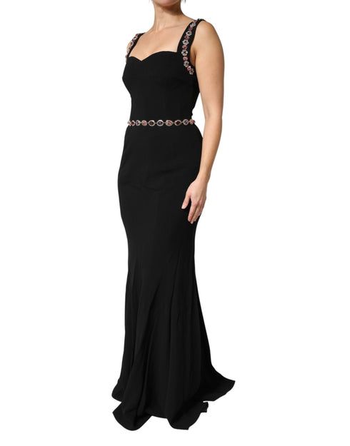 Dolce & Gabbana Black Embellished Sheath MermaidGown Dress