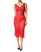 Dolce & Gabbana Red Silk Sleeveless Sheath V-neck Midi Dress